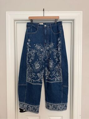 anthropologie pilcro kenna embroidered jeans size 30 TALL